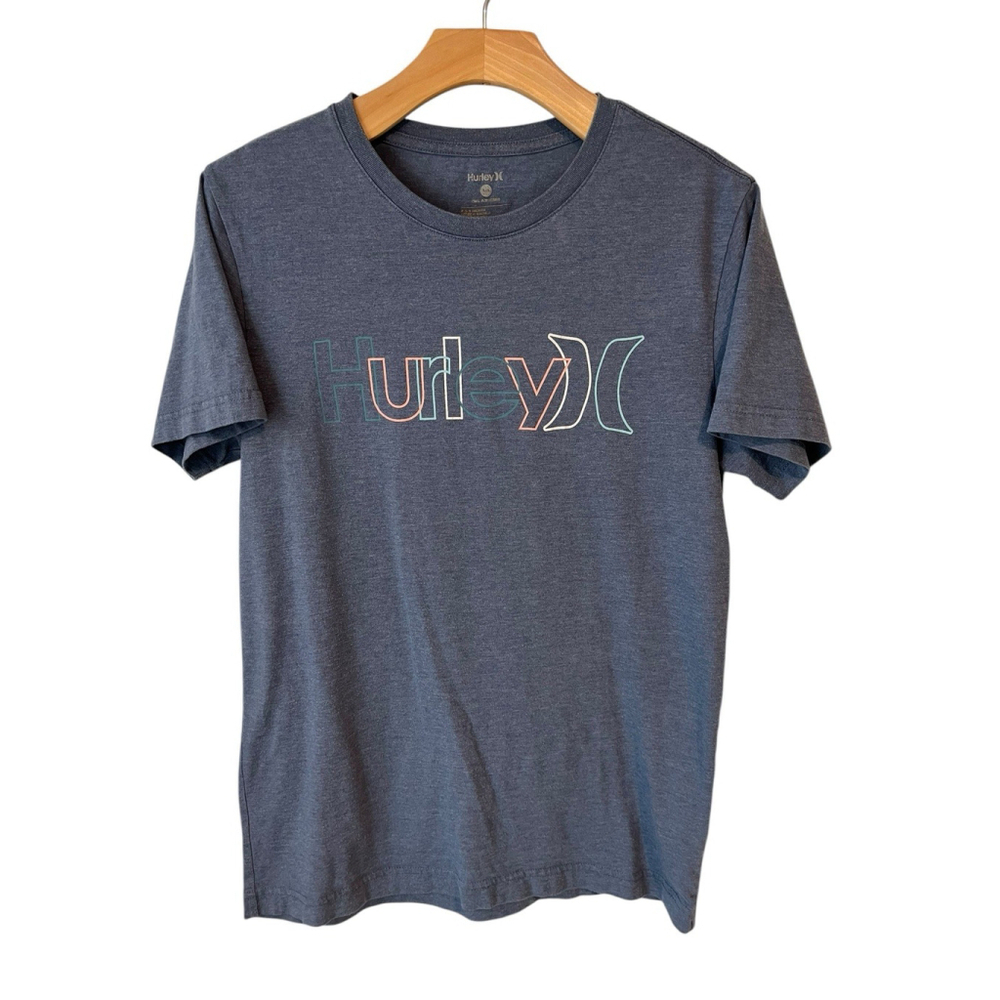Hurley T Shirt Mens Small Blue Graphics Logo Tee